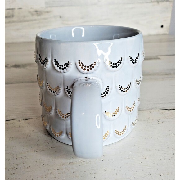 Starbucks Coffee Mug 2016 Anniversary Mermaid Scales Siren Grey & Gold Cup 10 oz - Picture 3 of 7